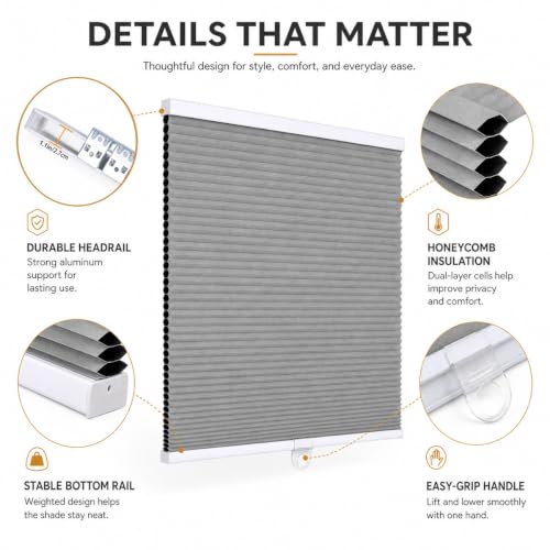 Black Cellular Window Shades Blackout Honeycomb Blinds for Bedroom & Living Room - Custom