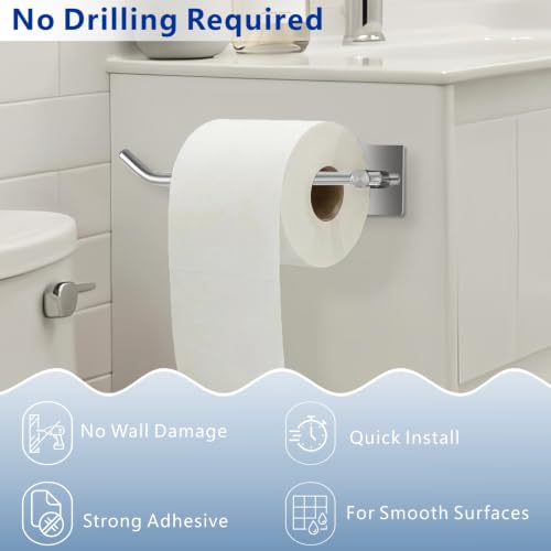 Chrome Stainless Steel No Drilling Toilet Paper Holder - SUS304 Wall Mount