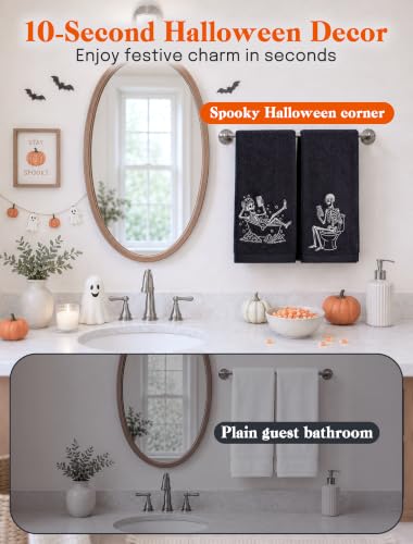 Halloween Skeleton Hand Towels 2 Pack - Spooky Bathroom & Kitchen Decor