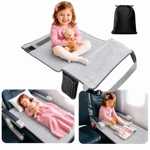 Toddler Airplane Bed Grey Portable Seat Extender for Kids Travel Comfort