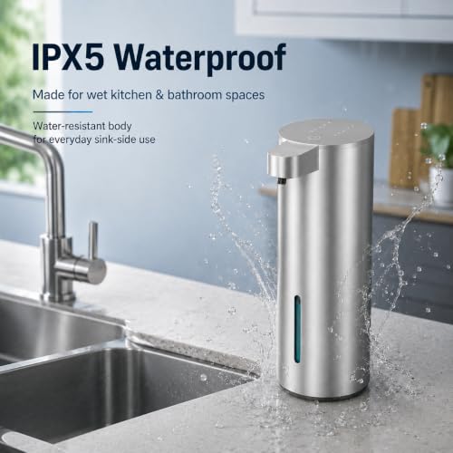Stainless Steel Touchless Soap Dispenser with Adjustable Levels for Kitchen & Bathroom