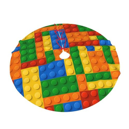 Colorful Building Blocks Christmas Tree Skirt 48 Inches - Festive Holiday Decor