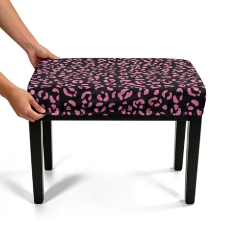 Pink Leopard Print Washable Dining Chair Cover for Kitchen & Vanity Benches XS