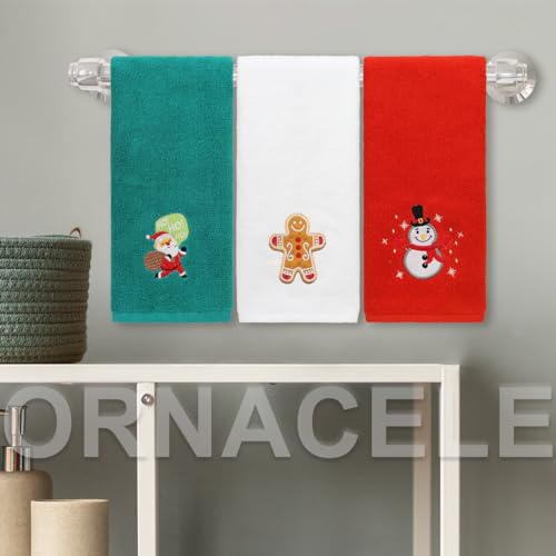 Large Christmas Hand Towels Set - 3 Cotton Holiday Kitchen & Bath Towels
