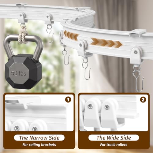 White Flexible Ceiling Curtain Track System 9.8 ft - Bendable & Cuttable