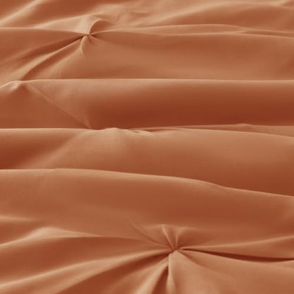 Orange Queen Size Pintuck Comforter Set 3 Pieces All Season Bedding