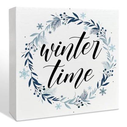 Wooden Snowflake Sign for Christmas Home Decor - Winter Table Display
