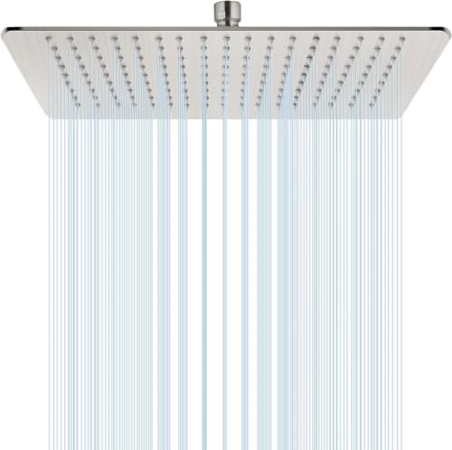 16 Inch Brushed Nickel Square Rain Shower Head - Thin Variation