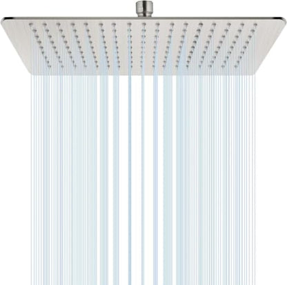 16 Inch Brushed Nickel Square Rain Shower Head - Thin Variation