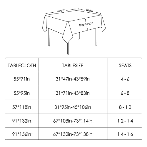 Waterproof Rectangle Table Cloth - Faux Linen, 156 x 91 Inches, Olive