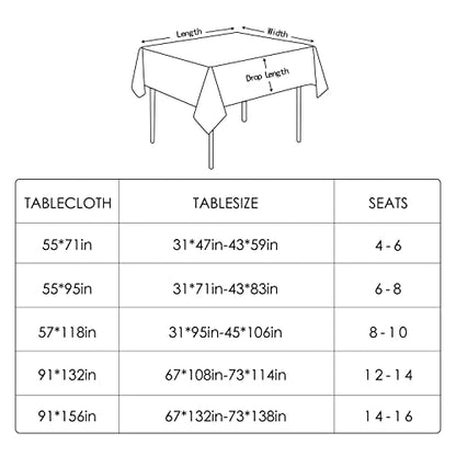 Waterproof Rectangle Table Cloth - Faux Linen, 156 x 91 Inches, Olive