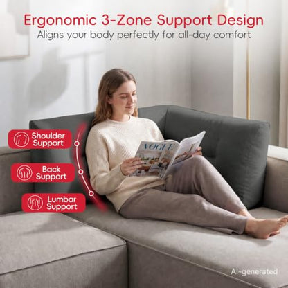 Reading Pillow for Couch Corner with Support & Pocket - Ergonomic Lumbar Cushion