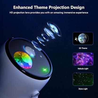 Rossetta 3D Star Projector Galaxy Aurora Planetarium for Bedroom - Pure White