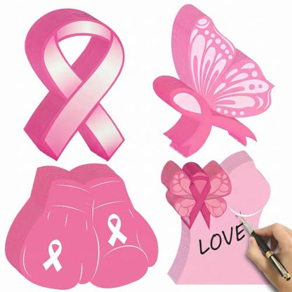 Pink Ribbon Breast Cancer Awareness Decor - 400pcs Cutouts, Variation: Pink Ribbon