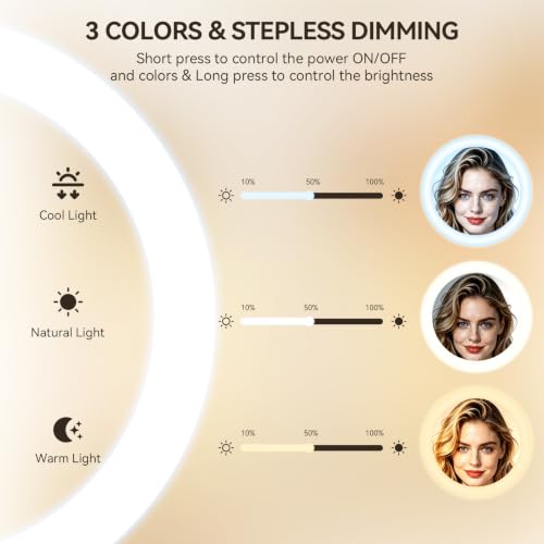 Travel Makeup Mirror with Lights 1X/40X Magnification and Adjustable Color Illumination