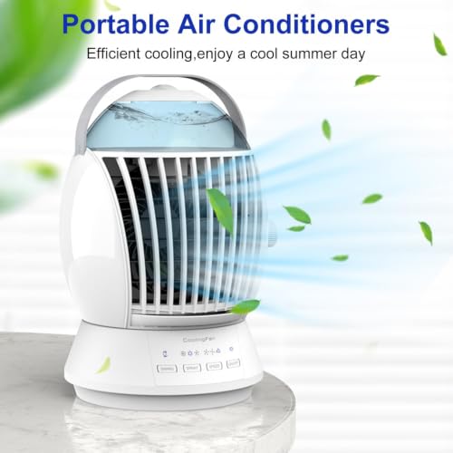 White Portable Air Conditioner, 3-in-1 Evaporative Cooler Mini AC for Room Car Office
