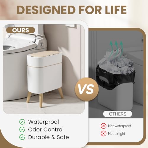 Automatic Motion Sensor Bathroom Trash Can with Lid 2.6 Gallon - White
