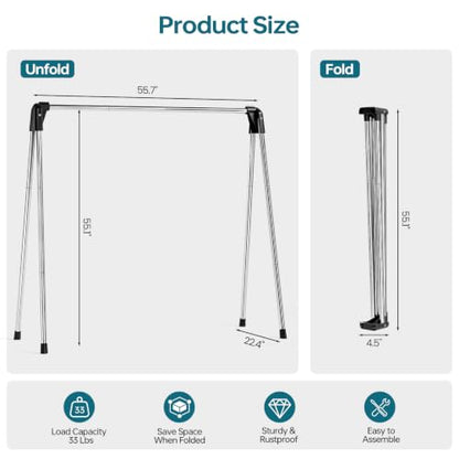55 Inch Stainless Steel Collapsible Clothes Drying Rack - New