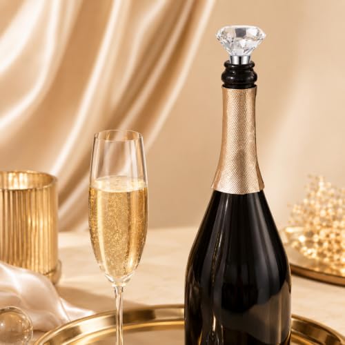 2 Pack Crystal Wine Stopper Set with Diamond Rhinestone Tops - Premium Barware