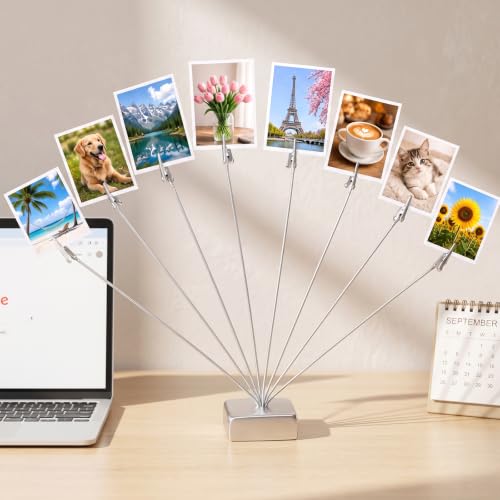 Silver 8 Branch Money Tree Gift Holder with Clips - Tabletop Decor