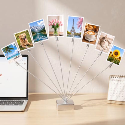 Silver 8 Branch Money Tree Gift Holder with Clips - Tabletop Decor
