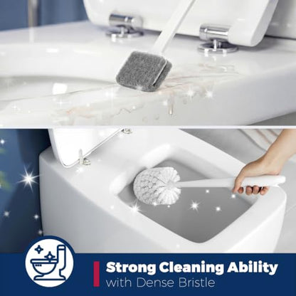 Toilet Brush and Holder Set - Compact, White, 2 Pack for Bathroom