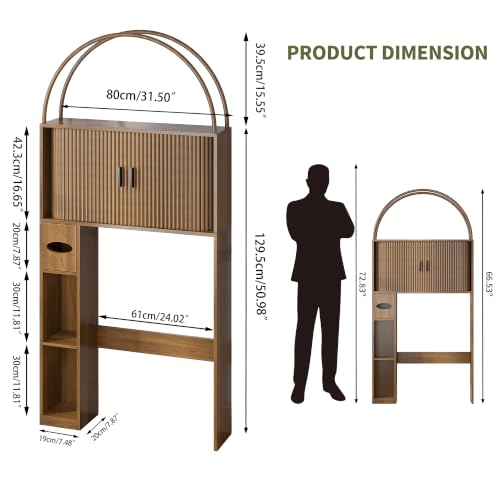 Walnut Over The Toilet Storage Cabinet - 66.9" Bathroom Organizer