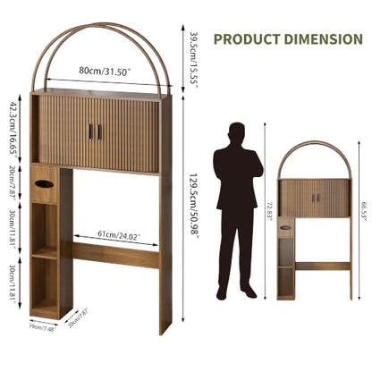 Walnut Over The Toilet Storage Cabinet - 66.9" Bathroom Organizer