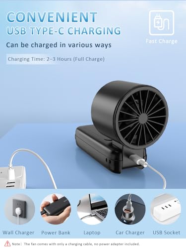 Black Portable Handheld Fan with 100 Speeds, 5000mAh Rechargeable Mini Personal Fan with LED Display and Foldable Design