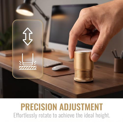 Gold Adjustable Bed Risers 4 Pack - Furniture Lift Blocks 1.85-3.11 Inch Height