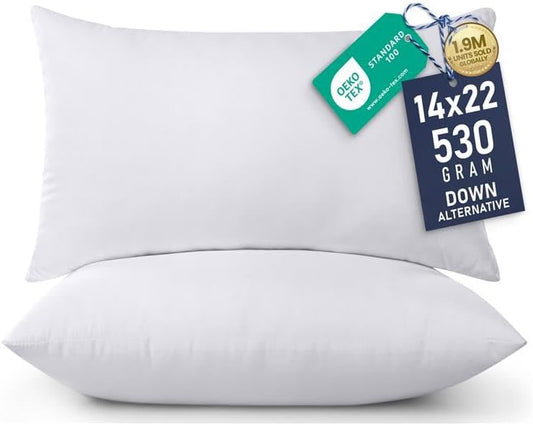 Utopia Bedding Pillow Inserts - Soft & Supportive Decorative Throw Pillows | Set of 2, 14x22 Inches, White