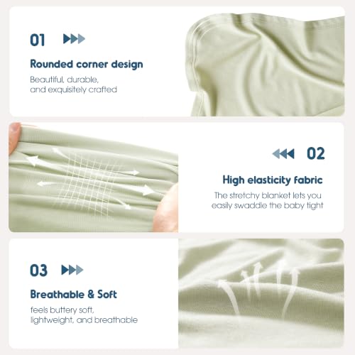 GRSSDER 4-Pack Baby Swaddle Blankets 33x44 Inches - Blue & Green Soft Jersey Knit