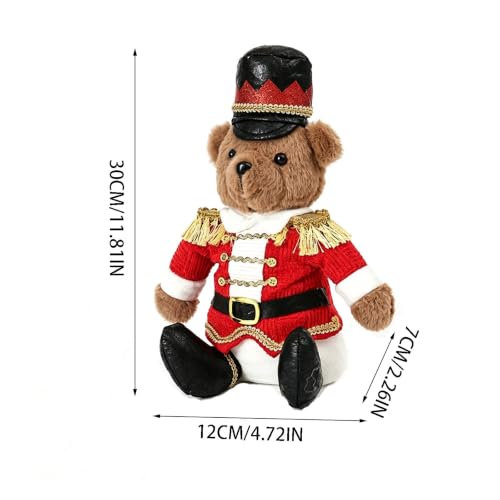 Nutcracker Style Christmas Soldier Teddy Bear Desktop Ornament - Red