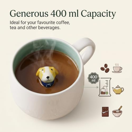 Dog 3D Animal Coffee Mug - Cute Ceramic Cup for Hot Cold Beverages 400ML