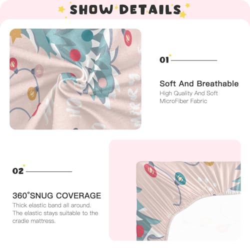 Mini Fitted Baby Crib Sheet A03 - Soft & Elastic Baby Bed Sheet for Toddler & Playard, Christmas Pattern