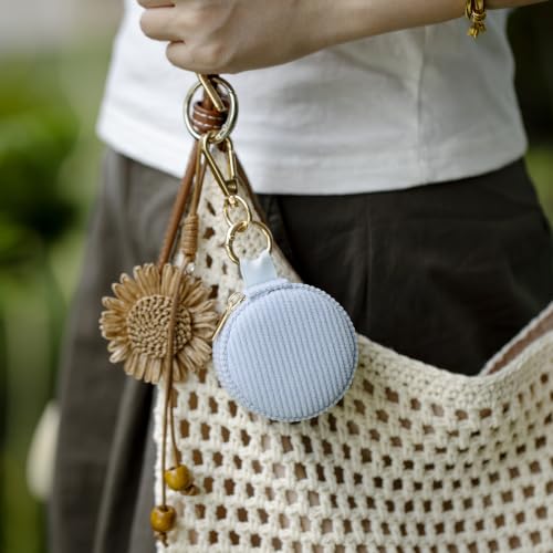 Blue Ring Box & Jewelry Organizer with Keychain - Mini Velvet Travel Case