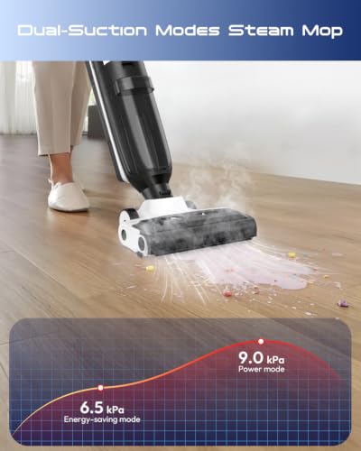 Steam Vacuum Mop 4-in-1 Floor Cleaner with Self-Cleaning, White Lime