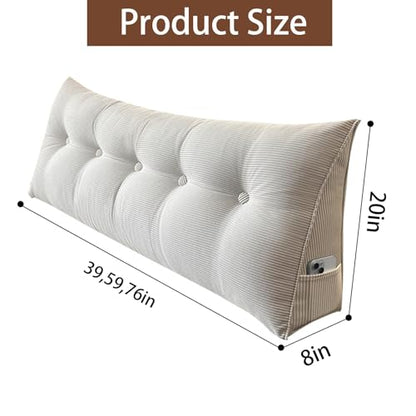 Twin XL Wedge Headboard Pillow for Bed Reading Support White