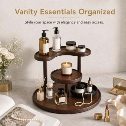 Wood Look 3-Tier Perfume & Jewelry Organizer for Vanity & Bathroom