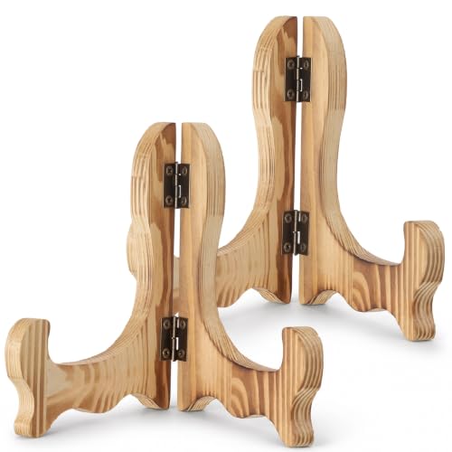 2Pcs Wooden Plate Display Stands 5x4 Inch Small Easel for Plates Artwork