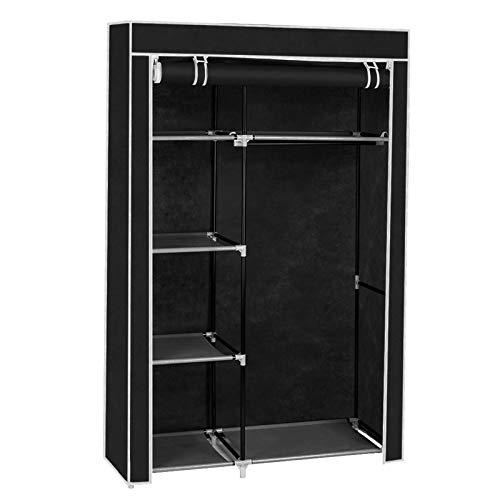Portable Closet Wardrobe Organizer with Hanging Rod & 6 Shelves, 64" Steel Frame