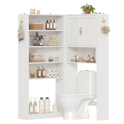 UPOSOJA White L-Shaped Modular Over Toilet Storage Cabinet - Bathroom Organizer