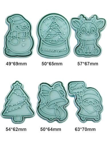 Christmas Cookie Cutters Set - 3D Raised Design Biscuit Molds with Santa Snowman Tree - Christmas C Variation