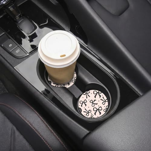 Black Bow Coquette Car Coasters for Cup Holder - Absorbent Ceramic Set - Black+Pink Variation of THIS listing