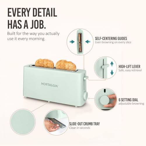 Sage Nostalgia Slim 2-Slice Toaster with Wide Slot & Adjustable Browning Dial
