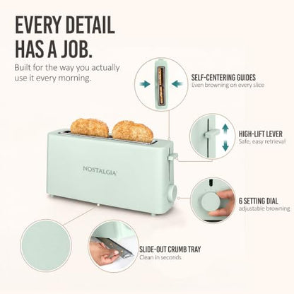 Sage Nostalgia Slim 2-Slice Toaster with Wide Slot & Adjustable Browning Dial