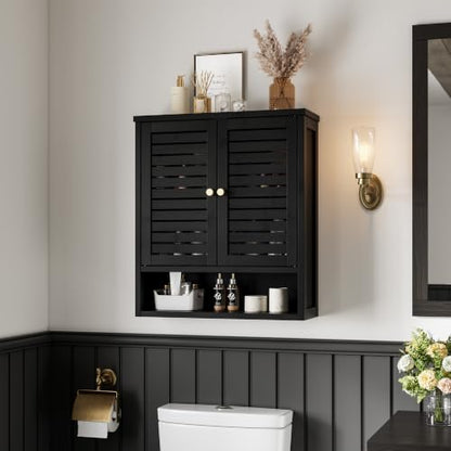 Garvee Bathroom Wall Cabinet with Storage - 23.3" W Black Variation