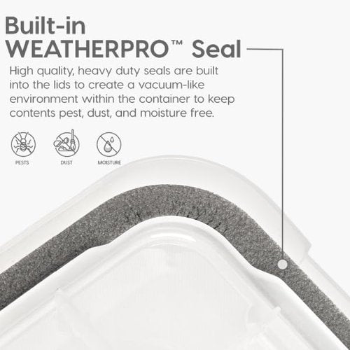 IRIS USA WeatherPro 41 Qt Storage Bins - BPA-Free Plastic, Stackable & Nestable with Tight Seal | Clear/Black, 4 Pack