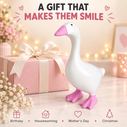 Pink Desk Goose 7 Inch Cute Desktop Statue Gift for Women - LINLINGTOYS