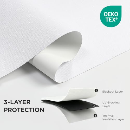 Blackout Roller Shades for Indoor Windows - 31 W x 75 H, White, Cordless